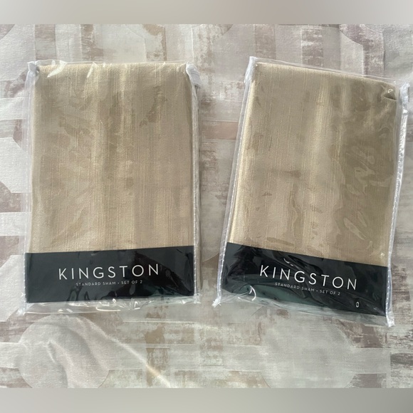 Z Gallerie Kingston Bedding Champagne/Gold Pillow Shams QUEEN size - Picture 3 of 4